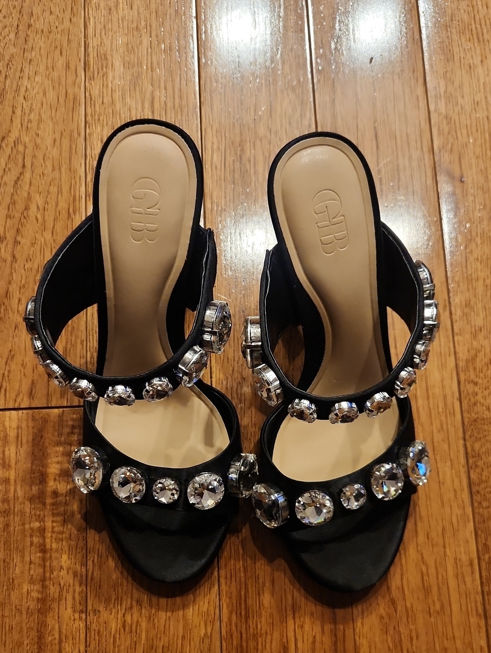 Gianni Bini Black Crystal-Embellished Slide Heels Size 8